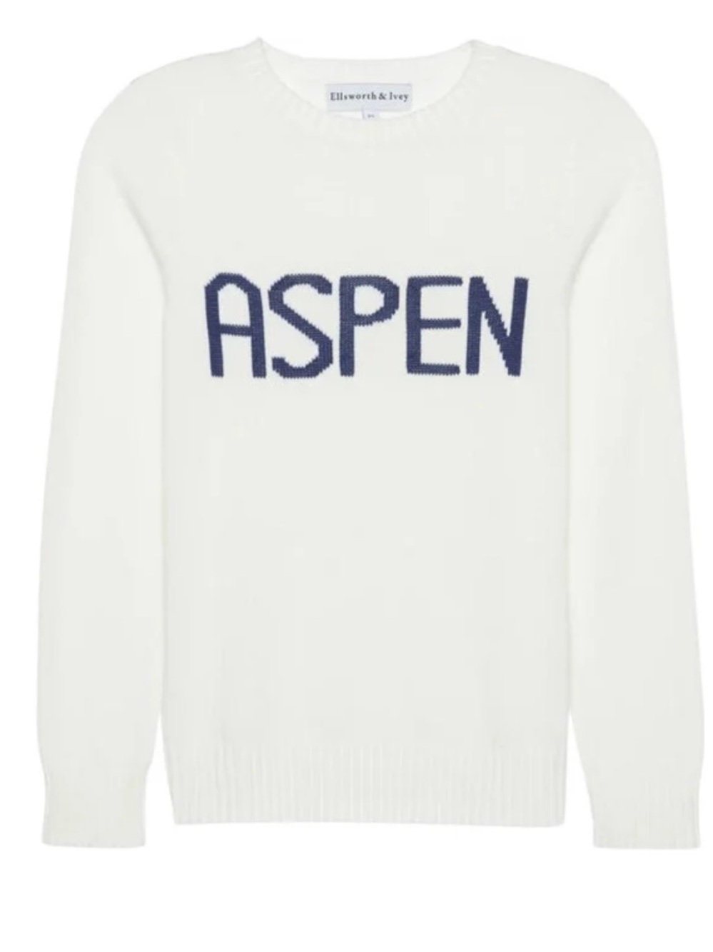 Ellsworth + Ivey Women's Aspen Crew Neck Sweater - White with Navy Logo Size M